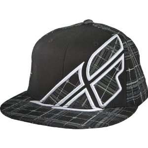 Fly Racing Plaid F Wing Mens Flexfit Sports Wear Hat   Black / Large 