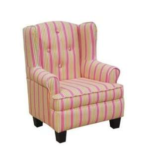  Kinfine USA Pink Stripe Wingback Chair