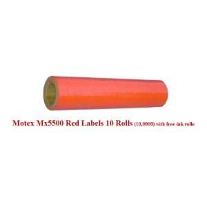   Red Labels 10 Rolls (10,0000) with Free Ink Rolle 