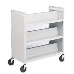  Buddy Products  Two Sided Steel Book Cart with Six Slant 