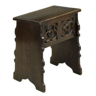 Gothic Tudor Carved Oak Writing Slope Sewing Box Stool  