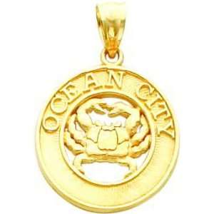  14K Gold Ocean City & Crab Charm Jewelry