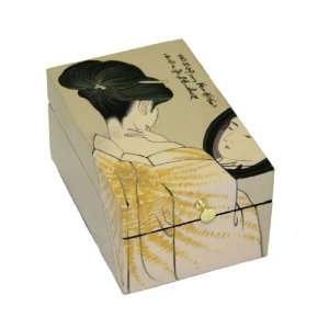 Coromandel GEISHA Hand Carved,Hand Painted Wooden Box 9x6x4 [Jewelry 