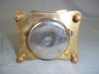 c1890 French Brass Carriage Alarm Clock   Leather Case  