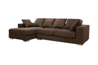Modern Feliciah brown twill fabric sectional Sofa  