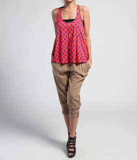   Sleeveless DRAPED A Line TANK Button Compy Casual Cocktail TOP  