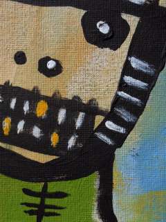 original HUGHART abstract outsider folk basquiat inspired urban art 