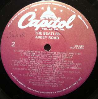 THE BEATLES abbey road LP VG+ SO 383 Vinyl Record Late 70s Purple 