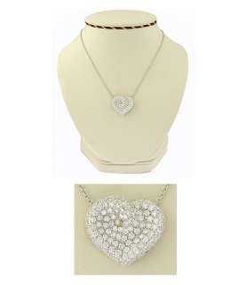 NEW 18Kt WG 3.78ct TW Diamond Pave Heart Necklace  