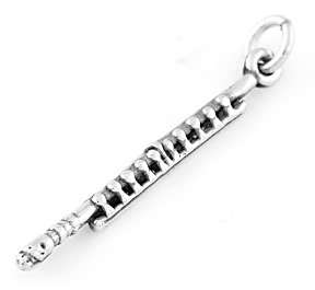 STERLING SILVER FLUTE WOODWIND INSTRUMENT CHARM/PENDANT  