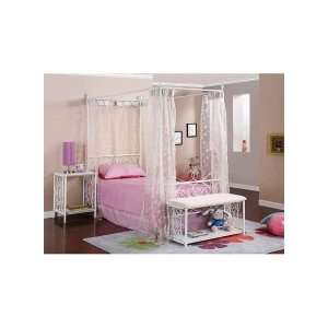   Furniture Canopy Wrought Iron Princess bed, White