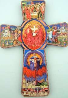   Icon Angel Catholic Wood Crucifix Wall Cross Gold Trim 6  