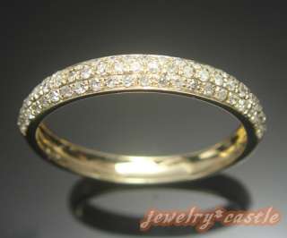 PAVE SOLID 14K YELLOW GOLD DIAMOND WEDDING HALF ETERNITY BAND 