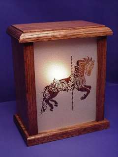   Design Etched Glass Panel in Oak Wood Electric Night Light Box Lit