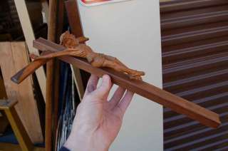Wood carved Crucifix + Carved Cross w/Corpus + 17 ht  