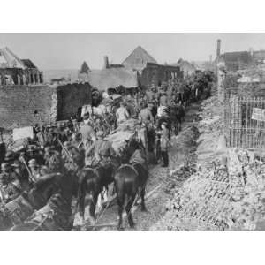 German Column at Templeux in France on the Western Front During World 