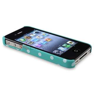 For iPhone 4 4th G 4S Pink+Purple+Blue+Red w/White Dot Hard Clip on 