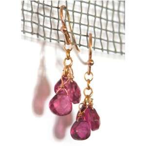   14K Gold Pink Tourmaline Briolette Earrings, MADE IN AMERICA Jewelry