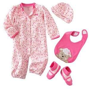  Carters Baby Girls 4 piece Cotton Layette Set Adorable 