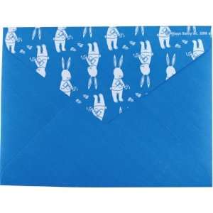 Whoops Bunny Envelopes in Cyan Blue with White Bunny Pattern on Flap 
