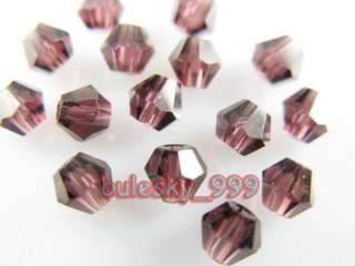   200pcs Faceted Glass Crystal Bicone Beads 3mm G309 Dark Fuchsia  