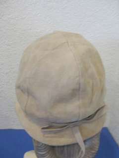 vtg 60s 70s Designer Taupe Suede Ladies Hat  