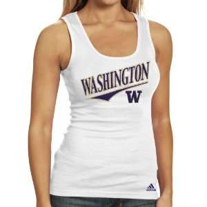   Washington Huskies Ladies White Long Rib Tank Top