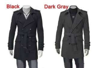 Mens Slim Fit D Breast Strap Trench Coat Grey W74  