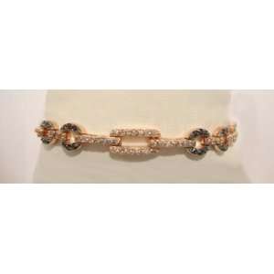  Link Style Bracelet with Round CZ Links in Rose Gold 
