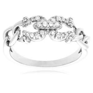  10k White Gold Diamond Link Ring (1/5 cttw, I J Color, I2 