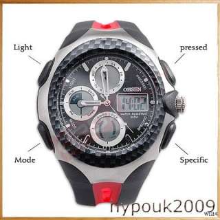   Waterproof Day Date Light Mens Red Band Sport Watch + Gift Box  