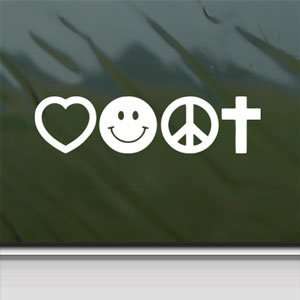  Love Smile Peace Cross White Sticker Laptop Vinyl Window White 