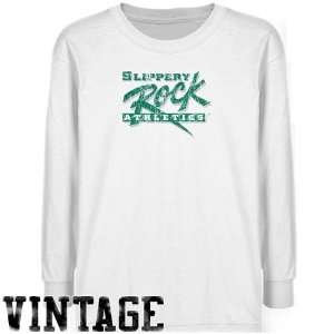  Slippery Rock Pride Youth White Distressed Logo Vintage T 