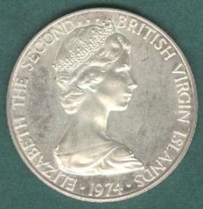 BRITISH VIRGIN ISLANDS 1 DOLLAR COIN 1974 UNC  