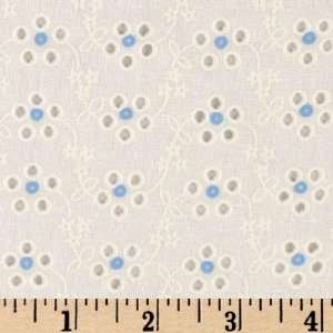  56 Wide Button Flower Eyelet Cornflower/White Fabric By 