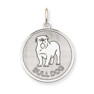  14k White Gold Polished Bulldog Disc Charm [Jewelry]