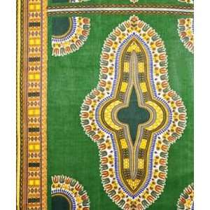  African Fancy Print Ornate Symbol On Green Fabric Arts 
