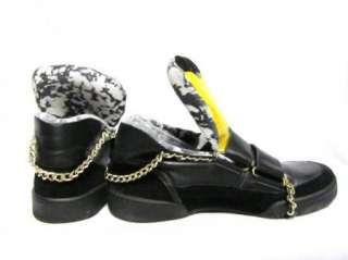BERNHARD WILLHELM Black Leather Chain Strap Sneakers 10  