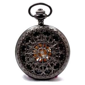   Wind Hunter Pocket Watch Collections Black Dial White Roman Number 026