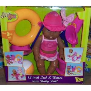    12 INCH TUB & WATER FUN BABY DOLL (AFRICAN AMERICAN) Toys & Games