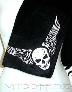 Retro Biker Tattoo Skull Wings BlackFleece Scarf Men  