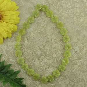  15mm olive jade carved flower beads 16 strand