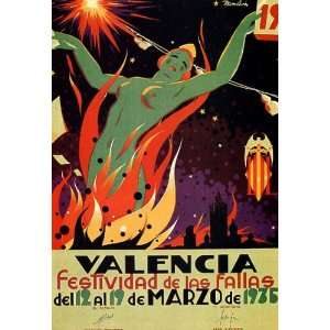  1935 VALENCIA MARCH GIRL FIRE EUROPE TRAVEL TOURISM SPAIN 