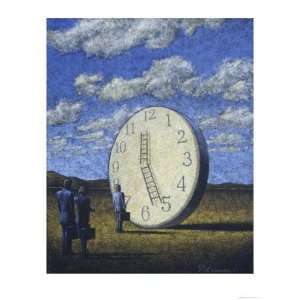 Rear View of Business Executives Standing in Front of a Clock Giclee 