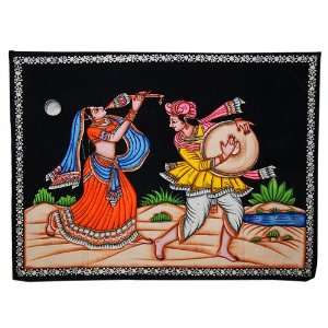   /tapestry Hand Painted with Indian Dancing Couple