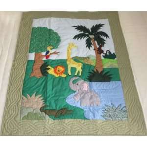   ZOO Animals crib baby comforter blanket hand quilted and wall hanging