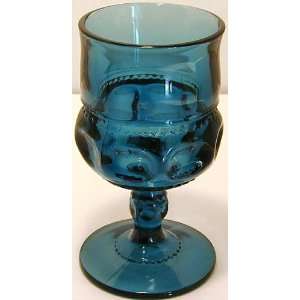  GL156   Indiana Glass Kings Crown blue goblet Kitchen 