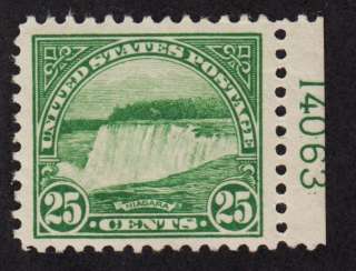 1922 Niagara Falls Sc 568 MNH XF plate no. single CV $117  