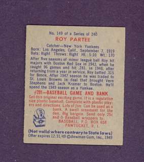 1949 Bowman High #149 Roy Partee Yankees (VG/EX) *57950  