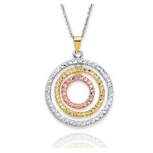  14k Tri Tone Triple Circle Necklace Jewelry